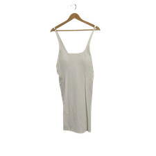 Quince Women Power-Up Square Neck Dress Classic White Basic Sleeved XL