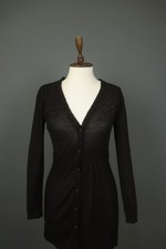 Nils Sportswear Black Long Sleeve V-Neck Button Front Stretch Shirt Dress Size S