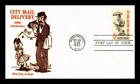 Dr Jim Stamps City Mail Delivery Centennial First Day Cover Thermographed Cachet