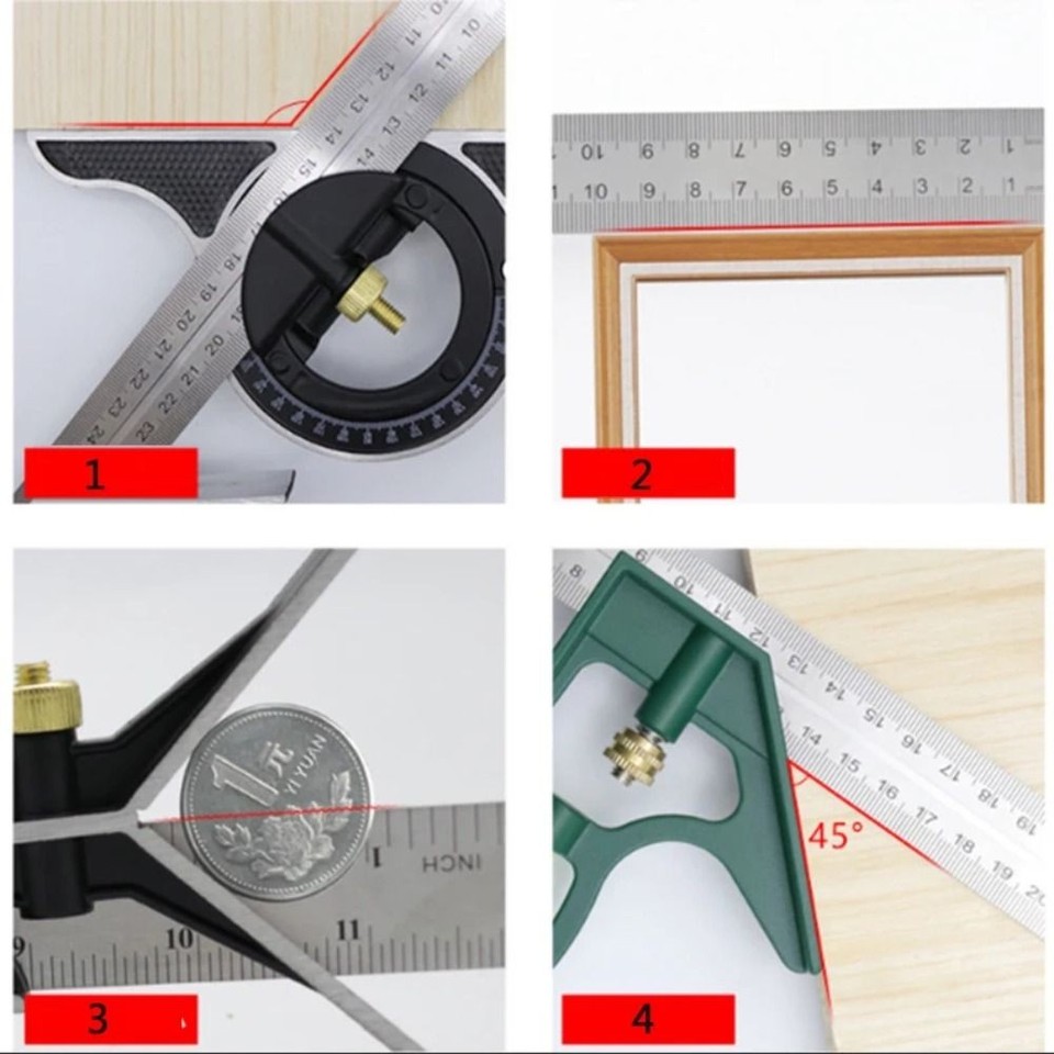 Adjustable Right Angle Ruler Movable Square Protractor Measuring Tool ...