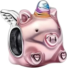 The flying unicorn pig Charm 925 Sterling Silver Pendant,Jewelry Beads Gifts ...