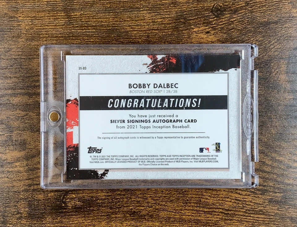 BOBBY DALBEC 2021 TOPPS INCEPTION CASE HIT GOLD INK ON CARD AUTO #/25 RC SS-BD - Image 2 of 2