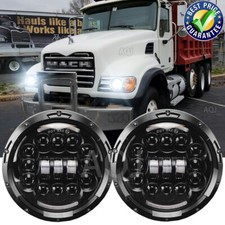 For Mack Granite Cv713 Dump Trucks Pair 7 Inch Round Led Headlights Hilo Beam