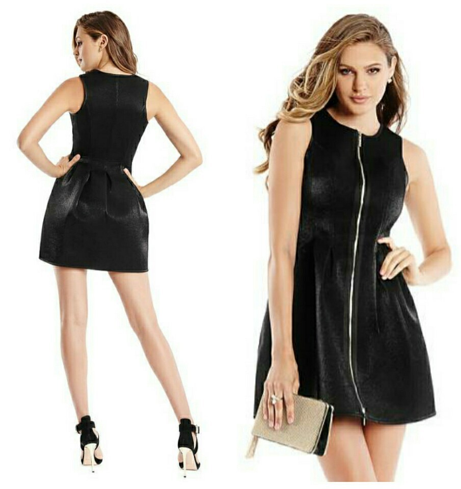 GUESS BY MARCIANO BLACK SHIMMER PORTOBELLOS DRESS