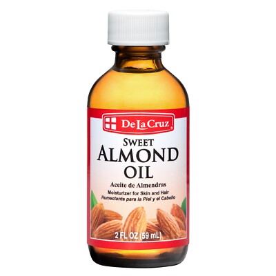 De La Cruz Sweet Almond Oil, Expeller-Pressed, non-GMO, bottled in USA  2 FL OZ
