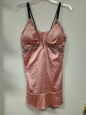 Auden Lace Trim Babydoll Satin Slip Lingerie Dress Women's Size M