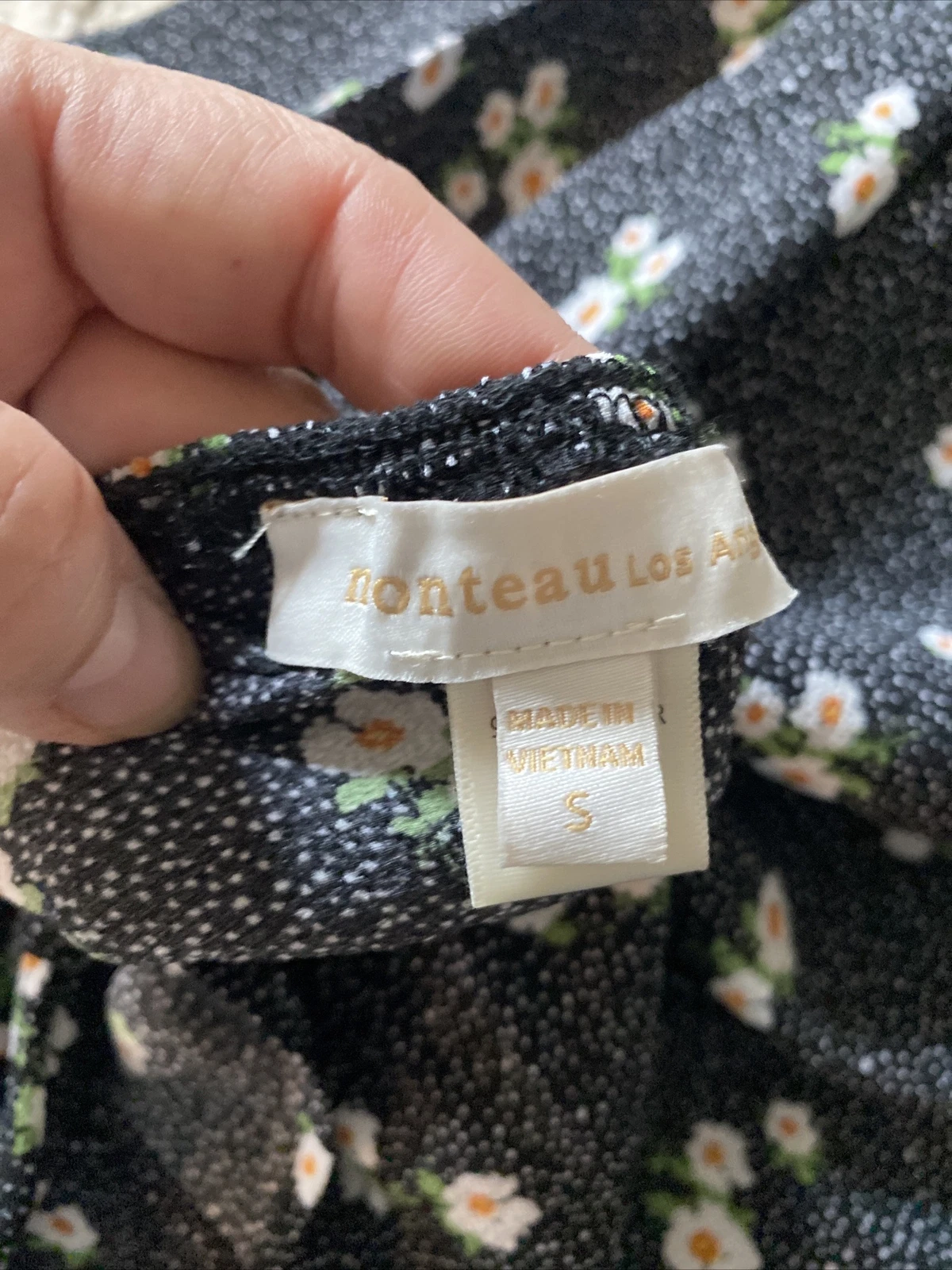 PALM ANGELS Abito donna Monteau nero floreale manica corta MIDI CottageCore a strati con volant