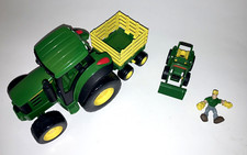 John Deere Licensed 3 Piece Plastic Tractor Farm Equipment - See Description