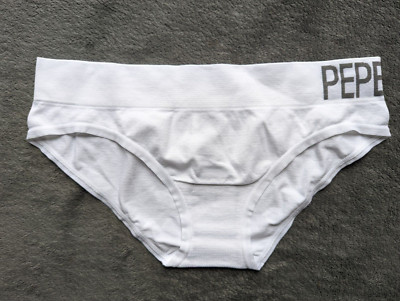 Pepe Jeans Underwear Womens Medium White Seam Free Brief Alene Logo Pants