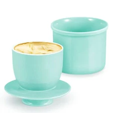 Porcelain Butter Crock Butter Keeper, French Butter Dish with Lid (Blue)