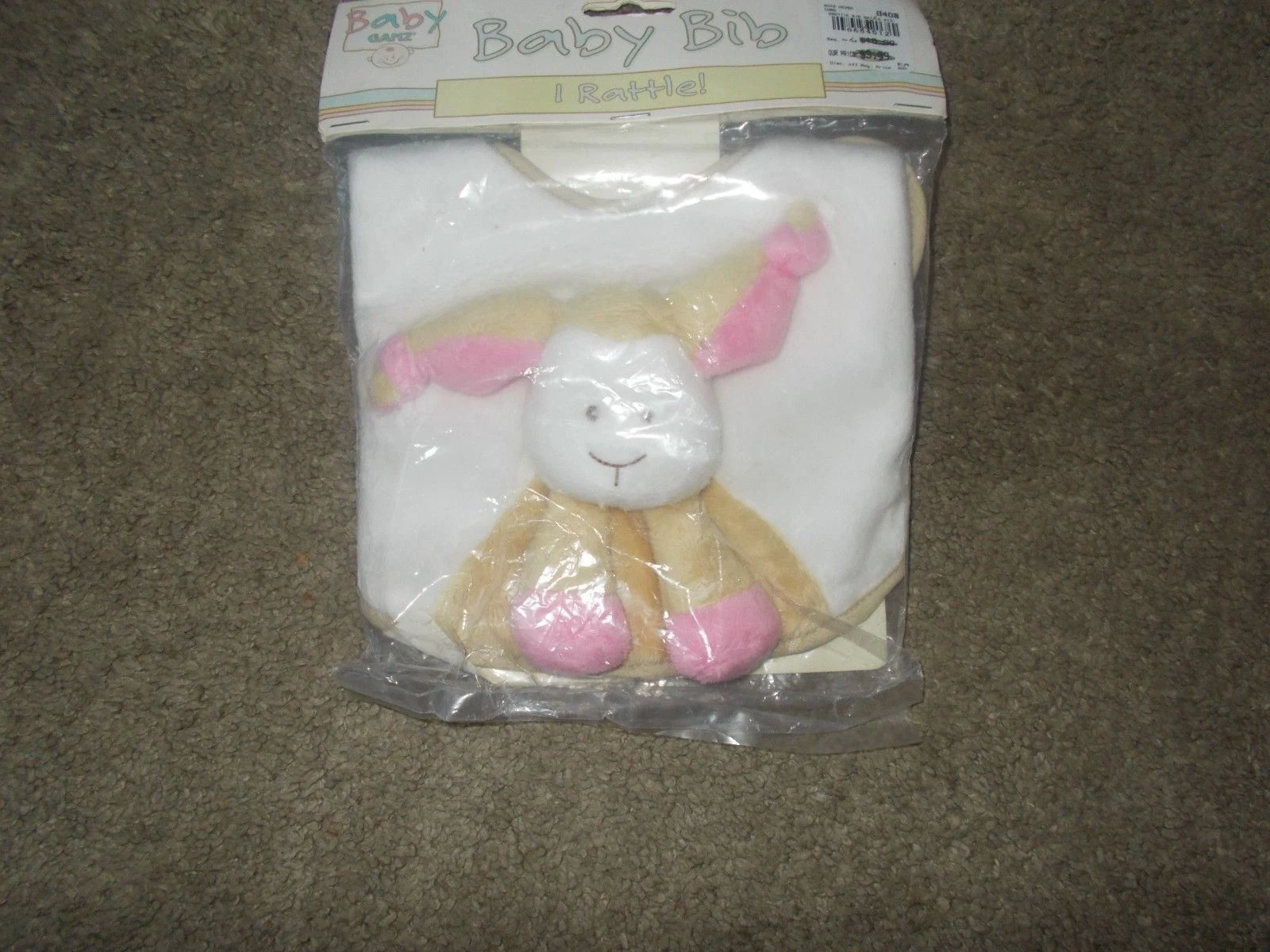 baby ganz baby bib rattle new in package