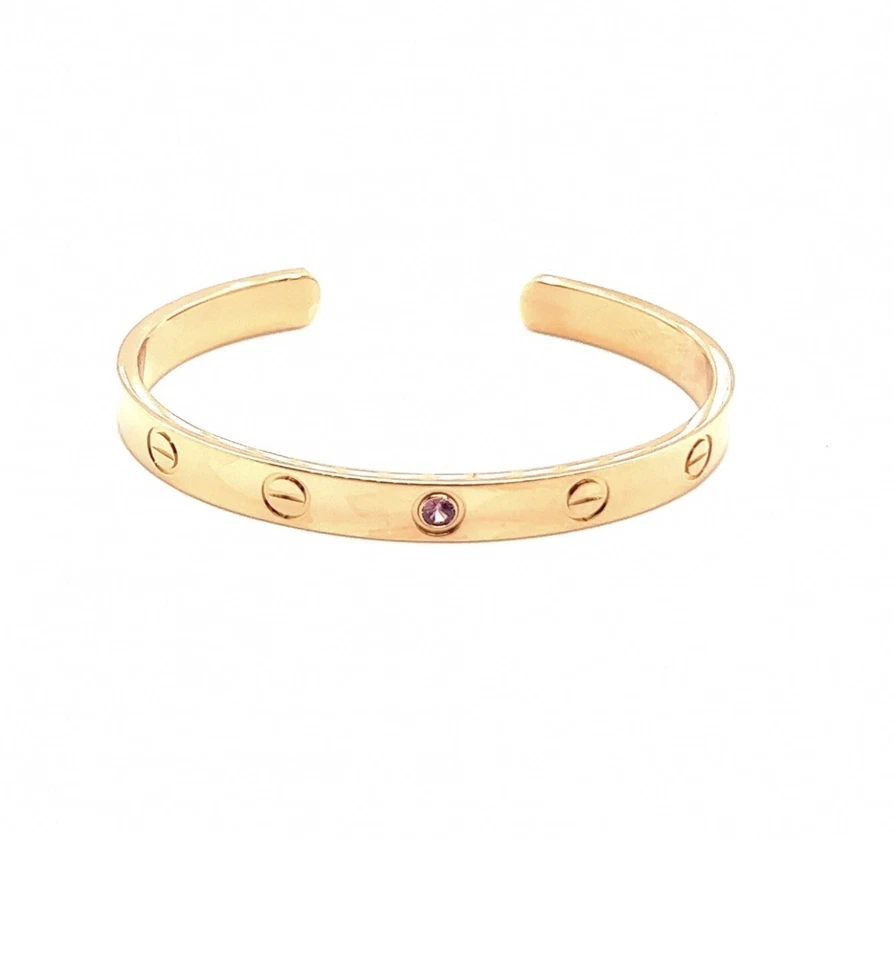💯Authentic Cartier Rose Sapphire Love Cuff Bracelet Size 16 CLASSIC MODEL