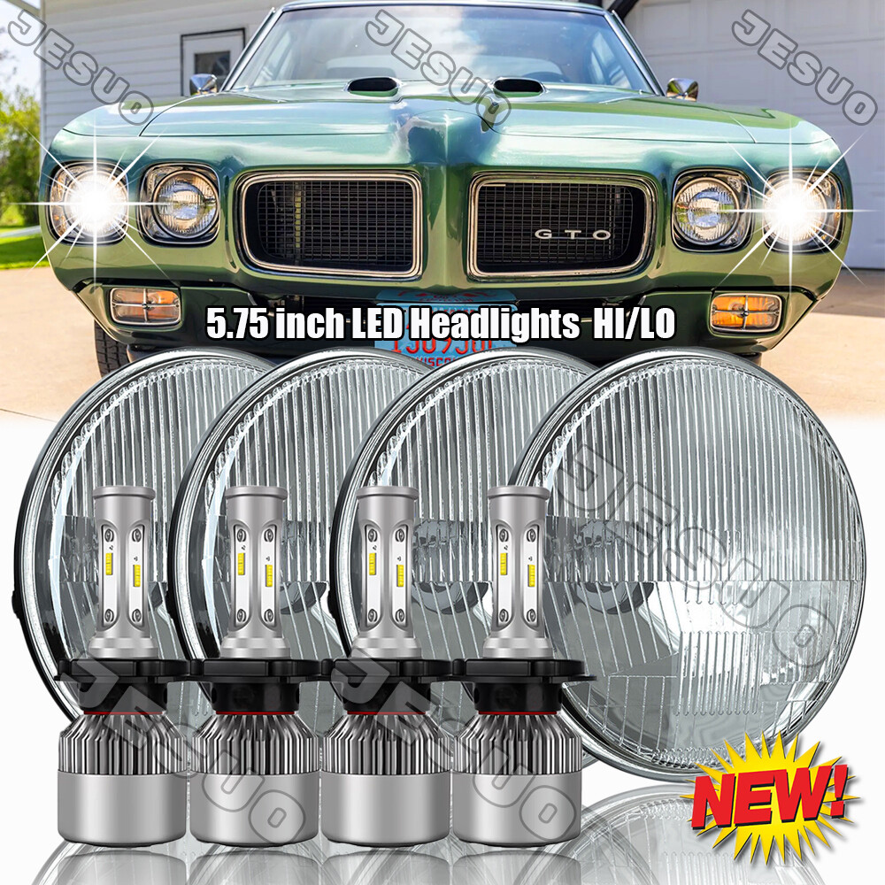 4pcs 5 3/4"5.75 6000k white LED Headlights HI/LO Beam for Pontiac GTO ...