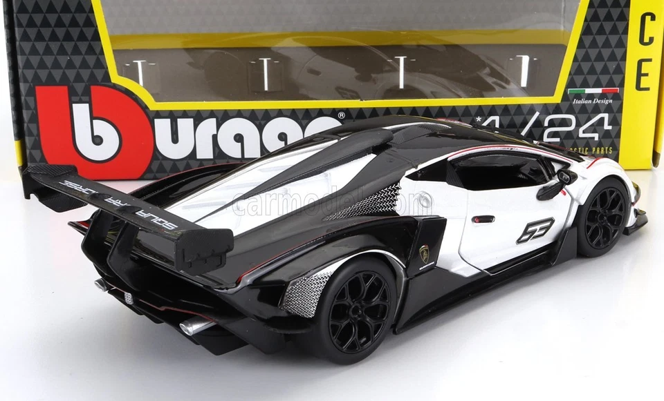 MODELLINO AUTO STATICO DIECAST LAMBORGHINI ESSENZA SCV12 #12 2021 BIANCO 1/24 - Immagine 2 di 4