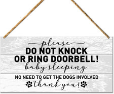 Baby Sleeping Sign for Front Door, No Need to Get The Dogs Involved, Multiple