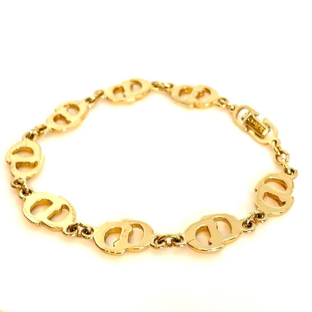 CHRISTIAN DIOR Bracelet AUTH Medal Coin Gold Vintage Rare CD Bangle F/S
