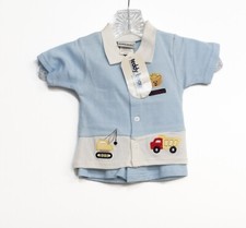 Teddy Boom Boys Light Blue Button Front Shirt Outfit Set Short Sleeve 6-9M NWT