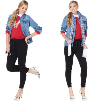 DG2 SuperStretch Lite EASYFIT Ankle Jegging (421054-K-2) -XL Petite, Black
