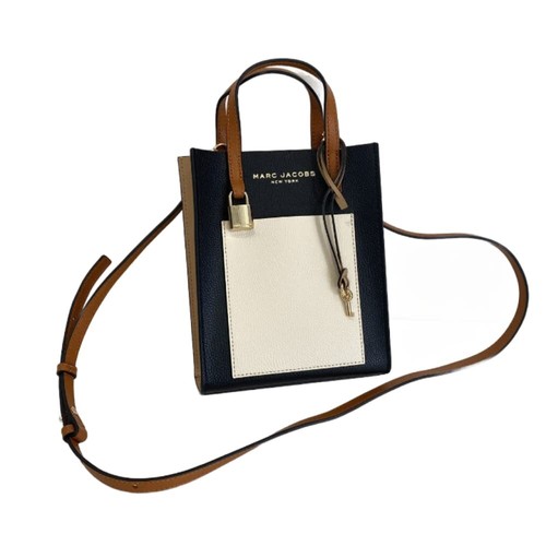 MARC JACOBS H002L03FA22 BLACK TAN CREAM LEATHER GOLD HARDWARE MINI WOMEN'S BAG