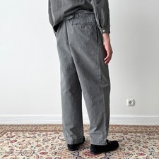 1960s 1950s Vintage French Workwear Buckle Back Suspender Grey Trousers