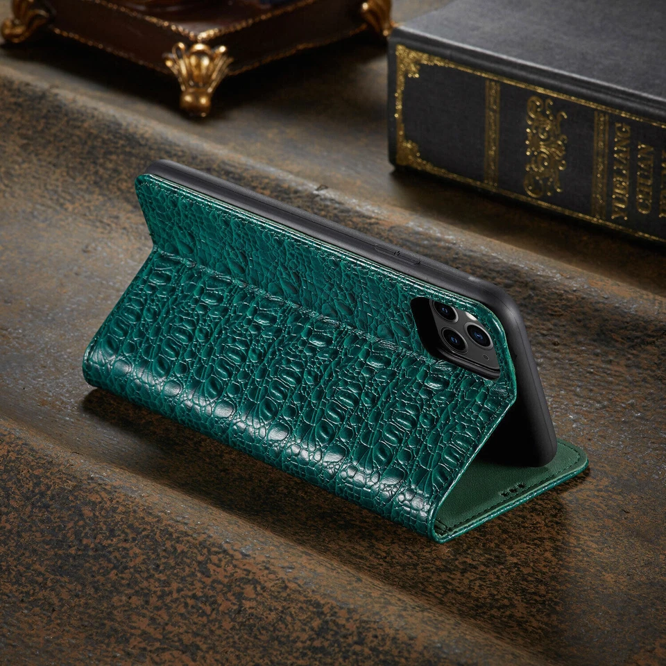Genuine Leather Wallet Crocodile Phone Case For iPhone 11 12 13 14 15 16 Pro Max - Image 4 of 4