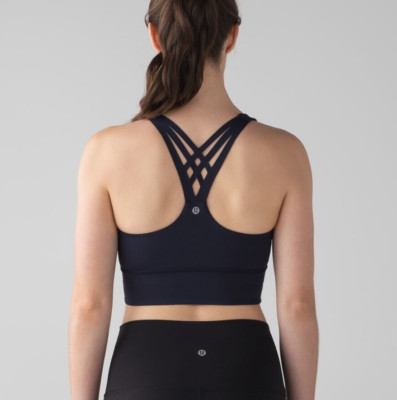 LULULEMON Sport Bra SZ 6 Navy Blue MIND OVER MILES Bra Strappy Back Yoga MINT!