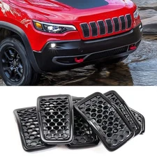 7pcs Front Hood Grille Insert For Jeep Cherokee 2019-2023 Trims Honeycomb Mesh