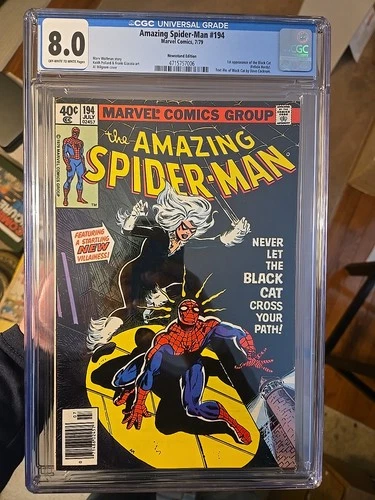 AMAZING SPIDER-MAN #194 (1979) CGC 8.0 NEWSSTAND 1st App BLACK CAT Marvel KEY!