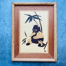 Pacific Marquetry Handcrafted Wood Inlay Panda Bear Wall Art