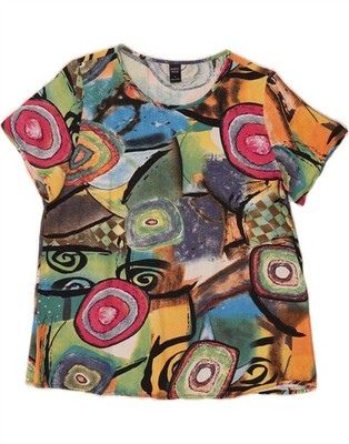 EMERY ROSE Damen T-Shirt Oberteil UK 16 Large Mehrfarbig Geometrisches Muster Baumwolle WJ08