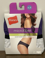 HANES MICROFIBER CHEEKY SMOOTH STRETCH FABRIC TAGLESS 2 PAIR WOMENS SIZE XL/8