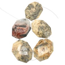 Crazy Lace Agate Faceted Bead 8" Strand 40x30mm Orange/Grey/Pink Octagon