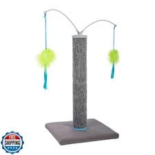 SmartyKat Scratch 'N Spin Carpet Cat Scratching Post with 2 Spinning Wand Toy