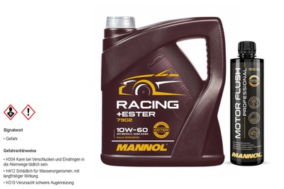 4L MANNOL Motoröl RACING+ESTER 10W-60 Inkl. Reiniger Motor Flush Professional