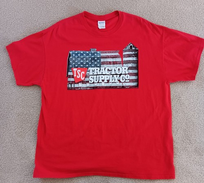 #ad Tractor Supply Co Adult Size XL American Flag Barn Graphic T Shirt 100% Cotton $20.00