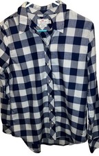 VINEYARD VINES Buffalo Check Flannel Shirt Relaxed Blue White Size 6
