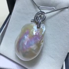 gorgeous 26*35mm south sea baroque white  pearl pendant 925s(mr)