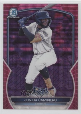 2023 Bowman Chrome Prospects Fuchsia & Pink Vapor Refractor Junior Caminero 1d0h
