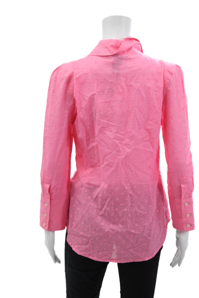 Camisa Smythe Mujer Algodón Lunares Manga Larga Abotonada Rosa Talla S Foto 3 de 4