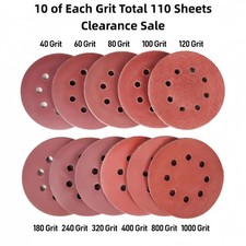 110Pcs Orbital Sandpaper Assortment 5in 8-Hole Hook Loop Orbital Sander Paper 0.13 per gallon