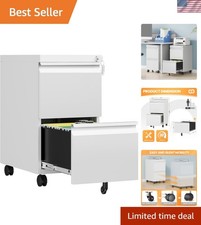 2 Drawer File Cabinet with Lock, Rolling File Cabinets for Home Office, Small...