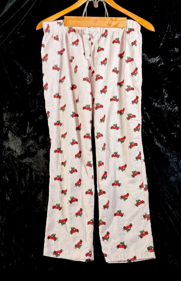 Pantalones de pijama de algodón J.CREW franela para mujer talla L árbol de Navidad rojo camión nuevo sin etiquetas nuevos Foto 2 de 4