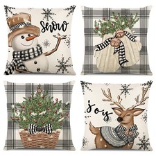 Christmas Decorations - Christmas Pillow Covers 18x18 Set of 4, Holiday Chris...