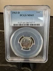 1963-D 10C Roosevelt Silver Dime PCGS MS65