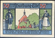 50 Pfennig Harburg 1921 serial note emergency money voucher 16.01.g