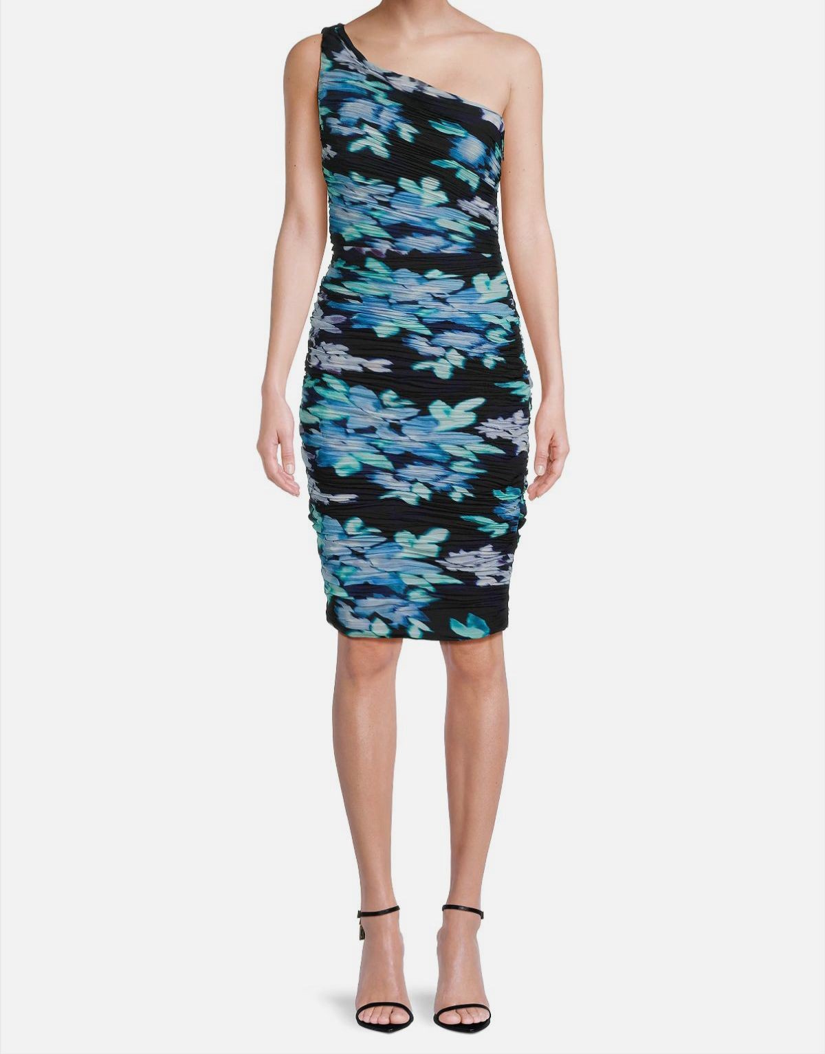 Ungaro Women's Black Rosemary Floral Ruched One-Shoulder Dress Size-8