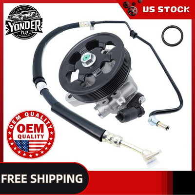 #ad Power Steering Pump w Pulley amp; Pressure Hose For Honda Accord 06 08 Acura TSX $106.96