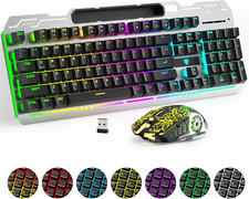 Wireless Gaming Keyboard and Mouse Combo, RGB Backlit Rechargeable 2000 Mah Batt