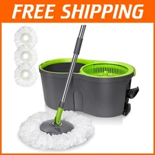 Versatile Spin Mop and Bucket Set for Easy Home Cleaning - Includes 3 Refills