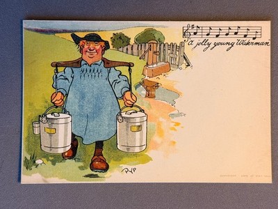 A/S Pyp, Man Carries Water Jugs, A Jolly Young Waterman, ca 1910